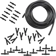 Yumfugu 30 PCS Car Windshield Washer Kit, 1 PC 13.1Ft Rubber Washer Hose, 30 PCS Y-Type T-Type I-Type Hose Connectors Accessories, Universal Waterproof Durable Automotive Wash Replacement (Black)