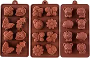 CTAOOL Silicone Moulds Non-Stick Chocolate Candy Mould,Soap Moulds,Silicone Baking Mould Making Kit, Set of 3 Forest Theme with Different Shapes Animals,Lovely & Fun for Kids
