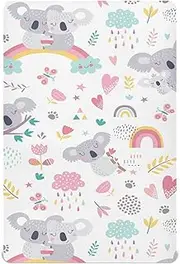 Pink Floral Koala Baby Crib Fitted Sheet Toddler Bed Sheet Ultra Soft Crib Sheets 52"x28" Toddler Bedding