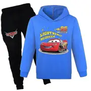 Cars Lightning Mcqueen Kids Boys Pullover Hoodies Sweatshirt Sweatpants Outfit Set Jogging Tracksuit Set -NMAOV Blue 11-12Years