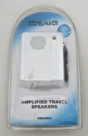 Craig CMA3000 White Battery Operated Amplified Travel Speakers New Sealed