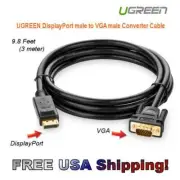 UGREEN DisplayPort Male to VGA Male Cable Gold Plated 10ft / 3m - USA STOCK