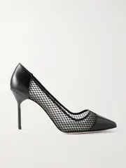 [Manolo Blahnik] Manolo Blahnik - Capcourme 90 Leather-trimmed Mesh Pumps - Black - IT40.5 IT 40.5 Black