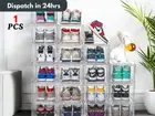 Shoe Box Storage Acrylic Clear Transparent Boxes Foldable Stackable Organizer AU