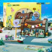 Spongebob Cartoon Krusty Krab Restaurant Building Blocks Creative Canteen Scenes