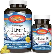 Carlson Labs - Wild Norwegian Cod Liver Oil Bonus Pack 150 Soft Gels + 30 Free Soft Gels Lightly Lemon 460 mg. - 180 Softgels