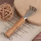 Wooden Handle Hair Brush Cleaner With Metal Wire Salon Rake Travel