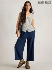 White Stuff Blue Naria Stripe Linen Blend Tank (H12037) | $113