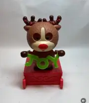 New Solar Powered Dancing Toy Bobble Head Christmas JOY Reindeer On Sled