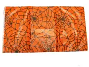 Halloween Tablecloth Spider Web Black Orange Vinyl Flannel Back 52" x 70"