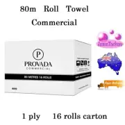Provada Commercial Roll Paper Hand Towel Virgin Mix Cut Paper 1 ply 80m 16 rolls