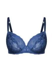 CITY CHIC 16D / 38D Layla Bra Lingerie Lace Plus Size Soft Cup Blue S
