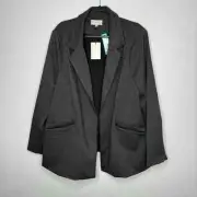 NWT SKIES ARE BLUE Open Front Blazer Dark Gray Black 3X Plus Size