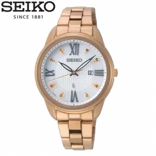 SEIKO精工 LUKIA 系列廣告款 太陽能女錶V137-0DC0K/SUT364J1 玫瑰金/33m(SK032)