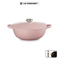 在飛比找momo購物網優惠-【Le Creuset】琺瑯鑄鐵鍋媽咪鍋24cm(甜心粉-鋼