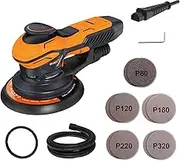 MAXXT Random Orbit Sander, Brushless 5.0MM Electric, 6 Speeds, 10 Pcs Sandpapers, 150mm Pads (Orange)