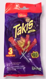 TAKIS FUEGO LOLLIPOPS 3 PACK MEXICAN CANDY CHILI POWDER DIP NEW RARE 2.54 OZ