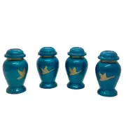 Flying Blue & Gold Geese Migration Keepsake For Ashes - Set Of 4