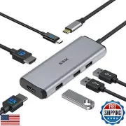 SSK Laptop Docking Station Dual Monitor, 6 in 1 USB C Hub Multiport Adapter w