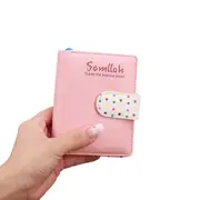 Lady Cute Wave Point Buckle Design Fashion Purse Coins Pouch Pink_814 short