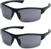 Calabria Sport 202BF Bifocal Reading Safety Glasses +1.50 Black Grey 2 PACK Men