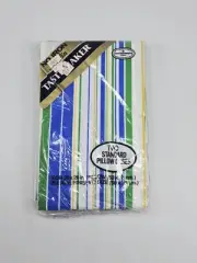 Vintage Tastemaker Striped Pillowcases Blue Green No Iron Muslin Retro