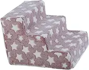 Perfk Dog Stair with Washable Cover 3 Steps Pet Staircase for High Bed Soft Pet Climbing Steps Dog Step for Puppy Small Dogs & Cats, Red, S