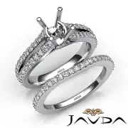 Split Shank Prong Diamond Engagement Ring Round Bridal Set Semi Mount 1.1Ctw.