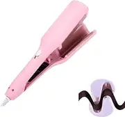 Curluxe French Curls Iron, Curluxe Create Frizz-Free French Curls Effortlessly Iron, 15-Second Heat-Up, Four Settings, Travel Curling Irons for Wide Deep Waves (Pink)