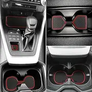Auovo Anti Dust Mats for Toyota RAV4 Accessories 2025 2024 2023 2022 2021 2020 2019 Custom Car Cup Holder Insert Liner Coaster Center Console Door Pads (14pcs/Set)(red)