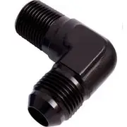 Aeroflow 90° NPT to Male Flare Adapter 1/8" to -6AN, AF822-06-02BLK