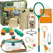 Why2Wise Bug Catcher kit for Kids - Outdoor Explorer Kit with Explorer Costume Vest and Hat, Goggles, Insect Box, Binoculars, Magnifying Glass, Net, Tweezers, Clamp - Educational Toy 3+
