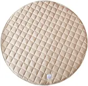 Ludere Baby Play Mat Round | Premium 100% French Linen Playmat for Babies & Toddlers | Tummy Time Mat | Ultra-Soft, Non-Toxic, Hypoallergenic & Quilted Comfort | 120 cm (Fawn)