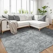 Youzi Fluffy Rugs for Livingroom Bedroom, Soft Shaggy Plush Fur Area Rug Washable Modern Large Tie-dye Fuzzy Carpet for Lounge Study Room Home Decor Office Rug, 200x300cm Grey