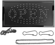 AIMALL Super Bright LED Open Sign for Shop, Bar, Restaurant - 19in x 9.8in LED Neon Light Plate, 240V Input, Ultra-Slim Design with Metal Hanging Chain, Energy Efficient