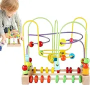 Wooden Bead Maze, Colorful Roller Coaster Activity Toy, Early Learning Educational Maze for Kids, Boys,Girls (Hand-Eye Coordination, Problem-Solving) 8.66x5.51x8.07 Inches