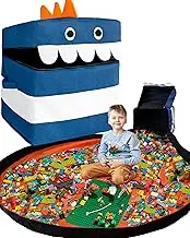 XXL Toy Storage Organizer & Play Mat - Storage Bag/Box for Kids, Boys, Girls, Nursery, Playroom - Basket for Building Bricks/Blocks - Collapsible Fabric Cube Bin, 15"x15"x15"