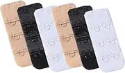 [Dolaso] 6 Pcs Women's Bra Extender 2 Hook Soft and Comfortable Bra Extension Strap, Black, Beige, and White, 3.2cmX 5cm