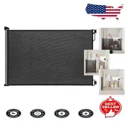 Adjustable Black Retractable Baby Gate - 71" Wide, 39.3" Tall, Easy Installation
