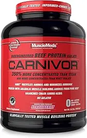 MuscleMeds Carnivor Beef Protein Isolate Powder, Strawberry, 56 Servings