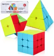 Speed Cube Set, Magic Cube Set of 2X2X2 3X3X3 Pyramid Cube Smooth Puzzle Cube