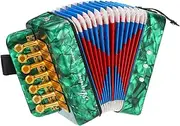 uxcell Accordion, 10 Keys Bass Button Accordion Mini Musical Instrument Lightweight for Adults Beginners Educational, Green