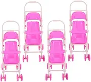 Boys and Girls Doll Stroller 4pcs Baby Doll Accessories Mini Pretend Play Stroller Folding Umbrella Craftsmanship for Dollhouses