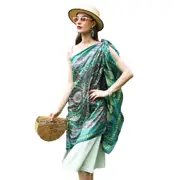 ANYYOU 100% Mulberry Silk Blue Long Scarf Luxury Brand Women Beach Shawl Wear Swimwear Pashimina Face Shield Foulard