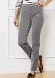 Talbots Gray 16 Corduroy Straight Leg Pant NWT Slimming High Waist Jeans Cords