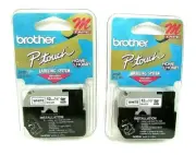 2 Packs Brother M231 P-touch Label System M Tape White 12mm 1/2" Wide New