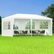 ALFORDSON 3m x 6m Gazebo Marquee Canopy with Carry Bag & 4 Wall Panels White Color, Easy Put-up Pavilion Shelter Shade with Steel Frame for Wedding Party Camping