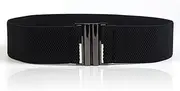 [YYXR] Womens Black Vintage Plus Elastic Stretchy Waist Cinch Trimmer Belt