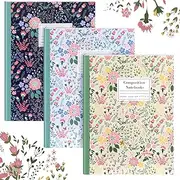 MotiMind 3 Pack Wildflower Composition Notebooks Vintage Flower Notebooks Aesthetic Journal Bulk Floral Composition Notepads College Journal Gift 110 Ruled Pages for College Office Women Work