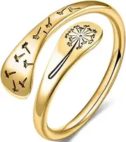 [Jude Jewelers] Stainless Steel Adjustable Size Floral Pattern Statement Wedding Thumb Wrap Ring